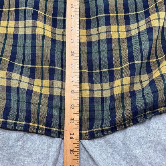 LL Bean Men Shirt XLarge Tall Blue Yellow Plaid Heavy Canvas Traditional Fit VTG - Picture 10 of 12